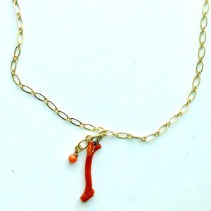 Gold & Red Coral Necklace